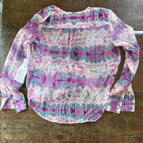 100% silk Fifteen Twenty Pink and Purple Wrap Blouse - Picture 4 of 8